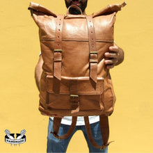 Charger l'image dans la galerie, Hiking Leather Rolltop Backpack